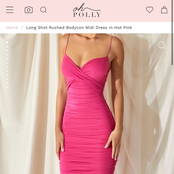 Oh Polly Dresses Oh Polly Long Shot Ruched Bodycon Dress In Hot